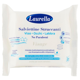 لوريلا فيزاج مناديل إزالة المكياج للوجه والعيون والشفاه 20 قطعة.  Laurella