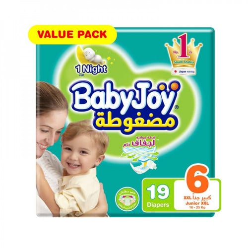 Baby joy حفائض أطفال  مقاس 6 كبير جداً 16+ كغ عبوة العبوة الإقتصادية من بيبي جوي  _ 19 حفاض