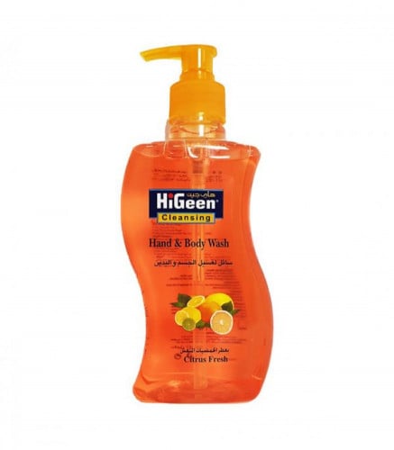 غسول سائل للجسم واليدين بعطر الحمضيات المنعش من هاي جين 500مل. Higeen