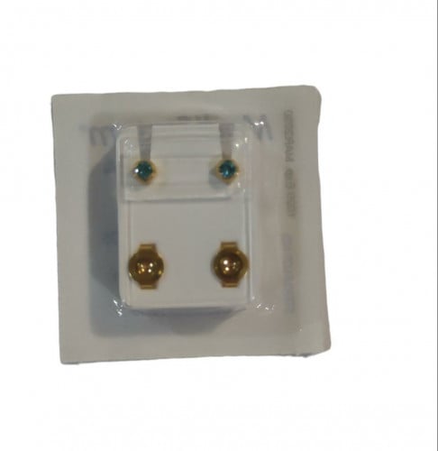 حلق نسائي طبي أمريكي مطلي بالذهب من ميدي سيستم (سواروفسكي أزرق ) medisystem