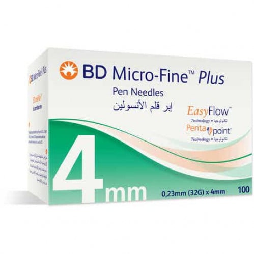 بي دي مايكرو فاين ابر قلم انسولين 4 مم 100 حبة.  Bd Micro Fine