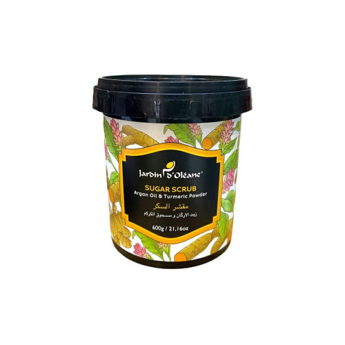 مقشر السكر بزيت الأركان ومسحوق الكركم من جاردن اوليان - 600 جرام.  Jardin D Oleane,