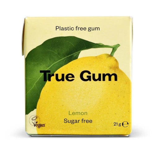 علكة خالية من البلاستيك ، نباتية وخالية من السكر - ليمون 21 جرام True Gum
