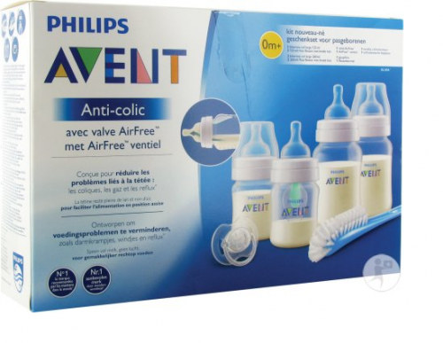 مجموعة زجاجات الرضاعة لحديثي الولادة مضاد للمغص بفتحة تهوية خالية من الهواء من فيليبس أفينت philips avent