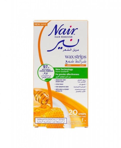 شرائح شمع للجسم بالحليب والعسل من نير - 20 شريط Nair