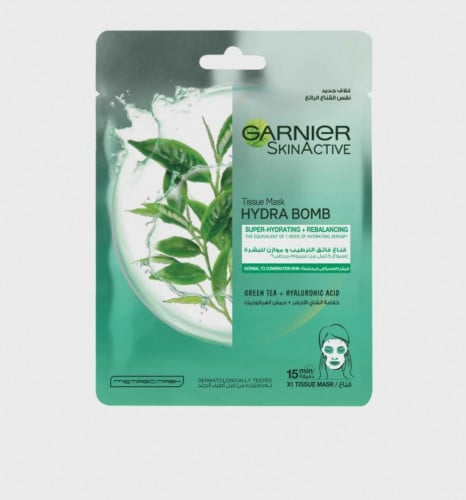 قناع مناديل ومرطب فائق للبشرة العادية إلى الدهنية - الشاي الأخضر من  غارنييه Garnier