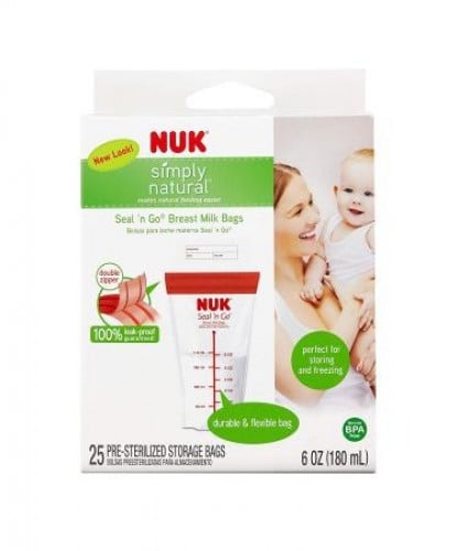 أكياس تخزين  حليب الثدي 6 أونصات (180 مل) من نوك _25  كيس Nuk