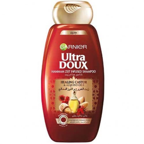 الترا دوا شامبو بزيت الخروع واللوز  من غارنييه _ 600 مل.   Garnier