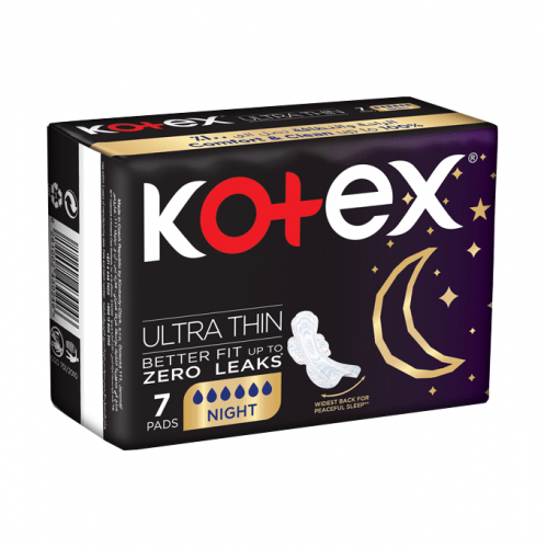 فوط صحية رفيعة للغاية تمنع التسرب ليلاً بالأجنحة من كوتكس - 7 فوطة kotex