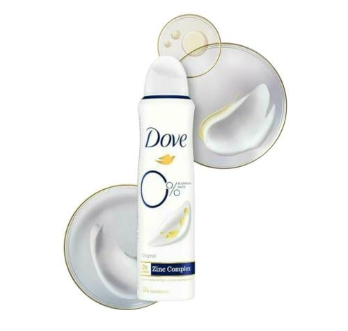 بخاخ مزيل العرق دوف الأصلي 100 % يدوم 48  ساعة، خالٍ من الألومنيوم والكحول للنساء، مع حماية الزنك المضادة للبكتيريا _ 150 مل Dove