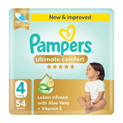 بامبرز، حفاضات راحة متكاملة الجديدة مقاس 4 9-14 كجم - 54 قطعة.  pampers