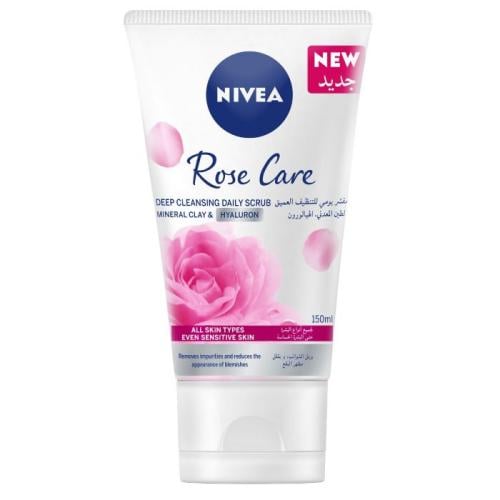 نيفيا، عناية الورد، مقشر يومي للتنظيف العميق، لجميع أنواع البشرة - 150 مل.   NIVEA