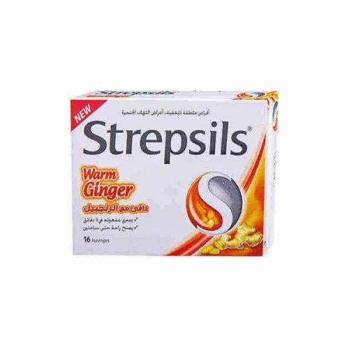 ستربسلز أقراص استحلاب بالزنجبيل الدافئ لإلتهاب الحلق _ 16 قرص   Strepsils