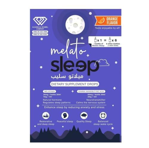 ميلاتو سليب ميلاتونين مكمل غذائي نقط بنكهة البرتقال للصغار والكبار يساعد على الاسترخاء وتقليل الوقت المستغرق للنوم _ 30 مل