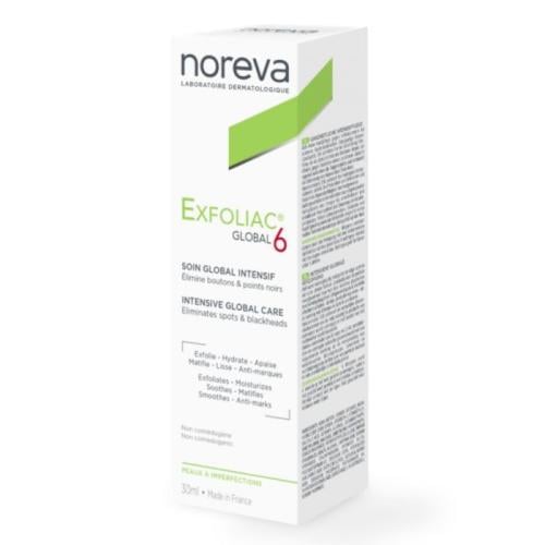 نوريفا، إكسفولياك، جلوبال 6، عناية عالمية مكثفة، يقشر ويهدئ - 30 مل.  Noreva