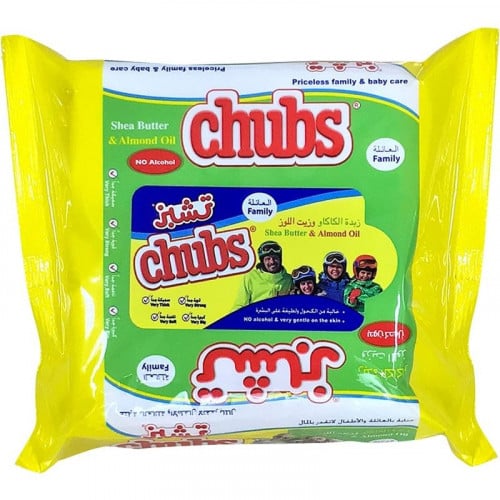 تشبز مناديل مبللة عائلية بزبدة الشيا وزيت اللوز 20 منديل Chubs