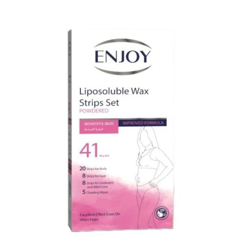 انجوي، شرائح شمع لإزالة الشعر، للبشرة الحساسة - 41 قطعة   Enjoy