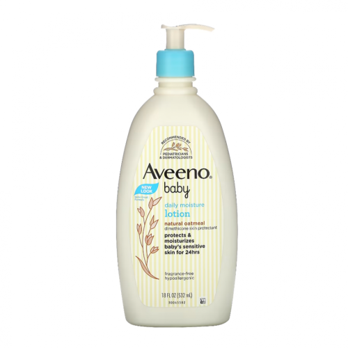 افينو بيبي لوشن مرطب يومي للجسم للبشرة الحساسة، دقيق الشوفان الغروي الطبيعي وديميثيكون، لوشن مرطب لا يسبب الحساسية، خالٍ من العطور والبارابين _ 532 مل.  Aveeno
