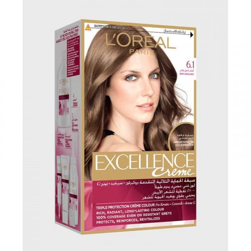 صبغة شعر  لوريال، اكسيلينس  لون أشقر غامق رمادي رقم 6.1 - 1 عبوة Loreal paris
