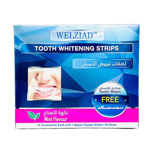 لصقات تبييض الأسنان بنكهة النعناع من ويلزياد - 28 شريحة.  Welziad