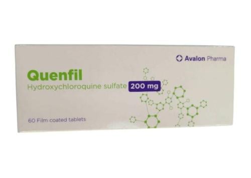 كوينفيل (كبريتات هيدروكسي كلوروكين) 200 ملغ لعلاج الروماتيزم  _ 60 قرص مغلف بغشاء رقيق    Quenfil (Hydroxychloroquine Sulfate) 200 mg