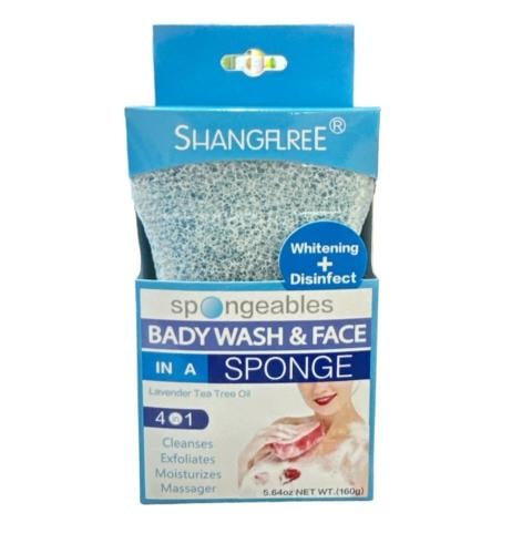 اسفنجة صابون استحمام رغوية بخلاصة اللافندر وزيت شجرة الشاي مبيض ومطهر للجسم و الوجه _ 160 جرام
