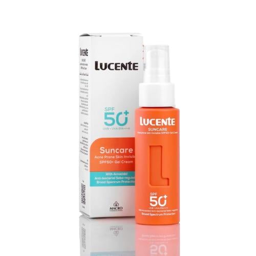 Lucente كريم جل لوسينتي صن كير للبشرة المعرضة لحب الشباب بعامل حماية من الشمس 50+ من ماكرو، 50 مل، 50 SPF