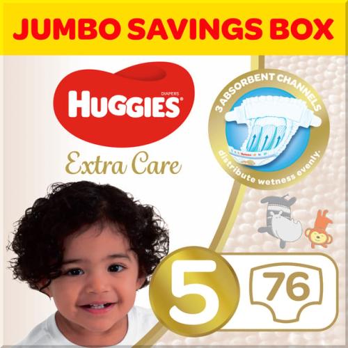 هجيز (5) عناية فائقة (12-22) كجم عبوة جامبو _  76 حفاض.  Huggies