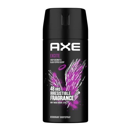 أكس  بخاخ مزيل للعرق للرجال، إكسايت، رائحة لا تقاوم تدوم 48 ساعة  جوز الهند والفلفل _ 120 مل  Axe