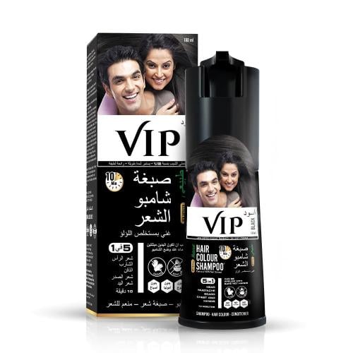 شامبو صبغة شعر طبيعي VIP أسود 180 مل بي ام.  VIP