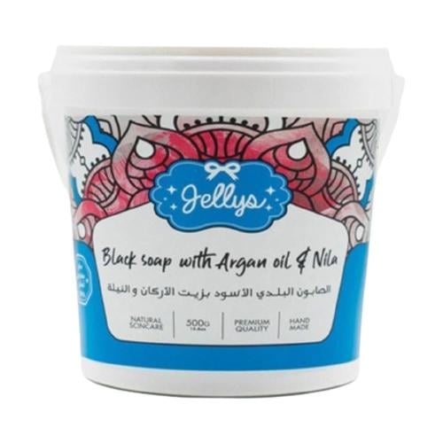 جيليز الصابون البلدي الاسود بزيت الارغان والنيلة_  500 جرام   JELLYS