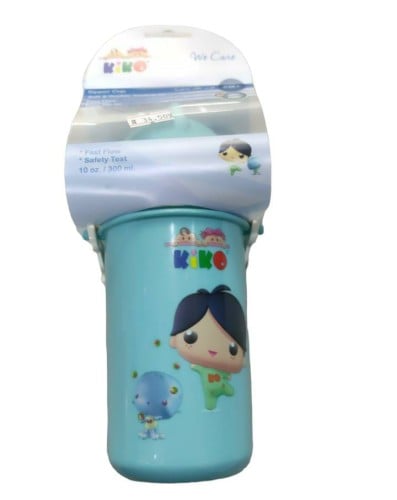 كوب رياضي للأطفال بماصة وغطاء بعمر 6 أشهر فما فوق من كيكو ، (أزرق ) _ 300 مل.   kiko