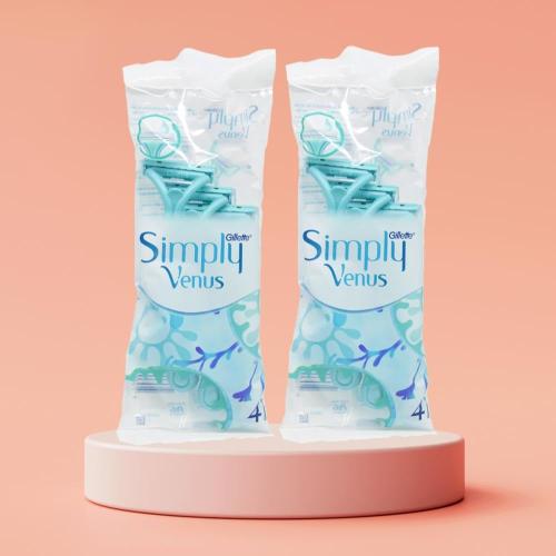 جيليت فينوس ماكينة حلاقة نسائي ازرق 4 × 2 حبات كيس - 8 قطع  عرض الحبتين.  Gillette