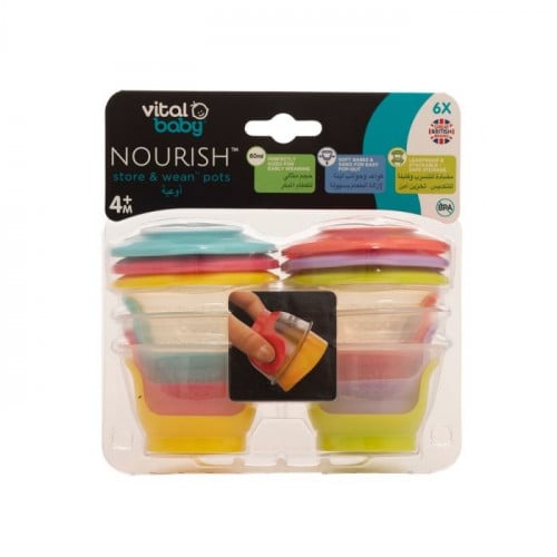 اوعية حافظة لطعام الاطفال من فيتال بيبي 60مل _4+ شهور  {6قطع} vital baby
