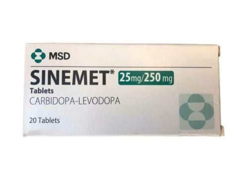 سينميت 25 ملجم - 250 ملجم - 20 قرص     Sinemet 25 Mg-250 Mg - 20 Tablets