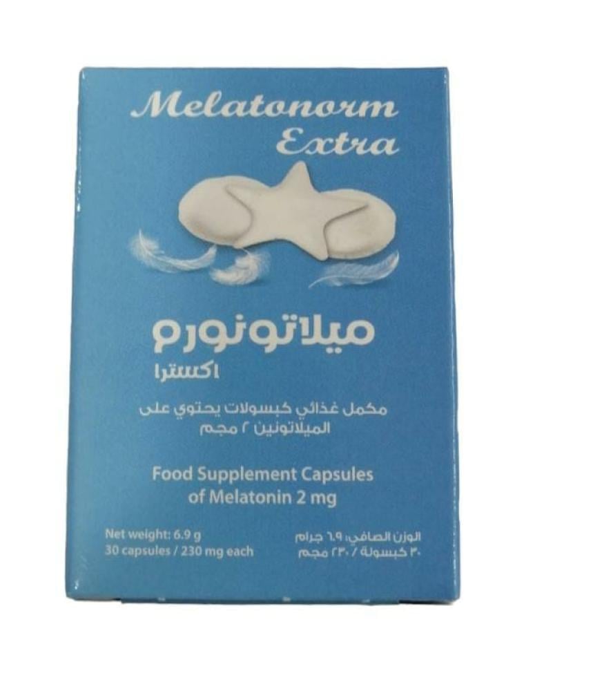 ميلاتونورم إكسترا مكمل غذائي يحتوي على الميلاتونين 2 ملجم _ 30 كبسولة    – Melatonorm Extra