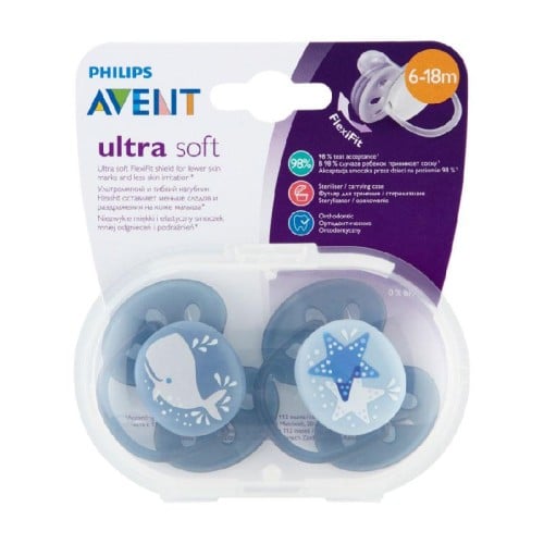 لهاية فيليبس أفينت فائقة النعومة، 6-18 شهر، أزرق ×2.  فيليبس افنت Philips Avent