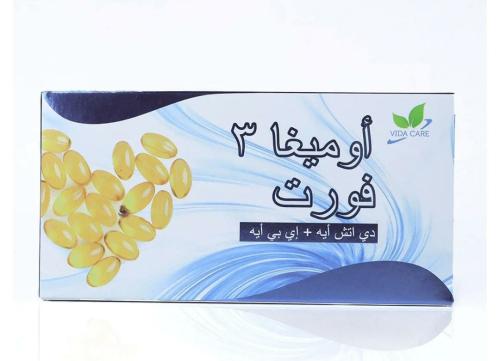 اوميغا فورت دي اتش ايه + اي بي ايه من فيدا كير _ 30 كبسولة   Omega -3 FORT -30Cap