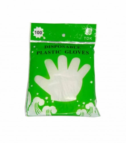 قفازات بلاستيك يمكن التخلص منها  _  متعدد الالوان 100 قطعة