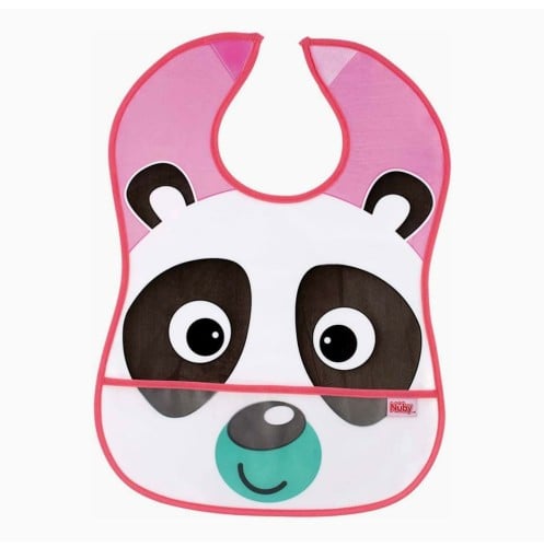 مريلة نوبي مقاومة للماء وسهلة التنظيف للرضع والأطفال الصغار، من عمر 6 أشهر فما فوق، قطعة واحدة، وردي.    Nuby