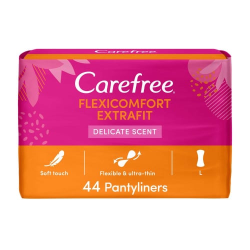 فوط يومية  فليكسي كومفورت حجم كبير ملاءمة فائقة  ، برائحة رقيقة من كير فري _ 44 فوطة Carefree