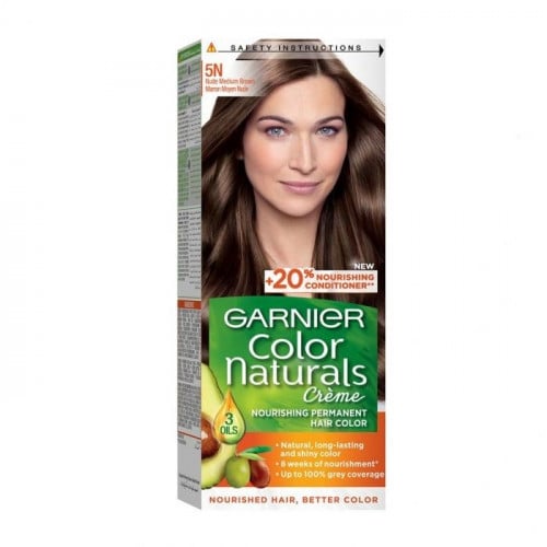 جارنييه، صبغة شعر، كولور ناتشرلز، 5N لون بني متوسط - 1 عبوة Garnier