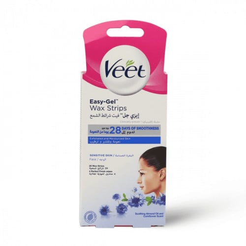فيت، شرائح شمعية، للوجه للبشرة الحساسة - 20 قطعة / veet