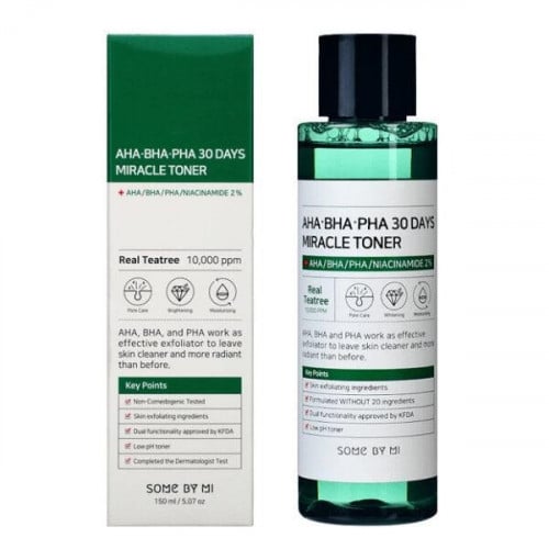 تونر المعجزة باحماض الفا وبيتا وبولي هيدروكسي 30 يوم وتفتيح البشرة من سوم باي مي _ 150مل Some By mi