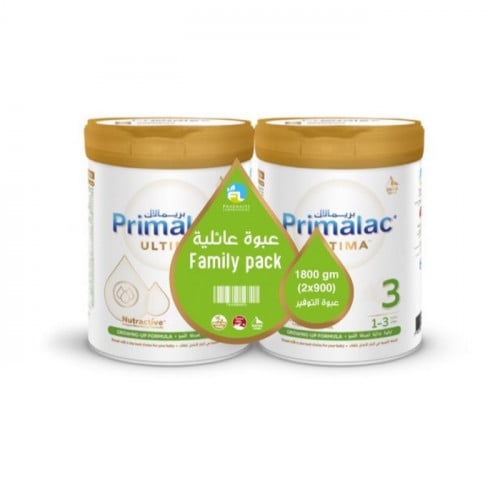 بريمالاك، حليب أطفال، المرحلة الثالثة، من عمر 1-3 سنوات، 900X2 جرام.  primalac