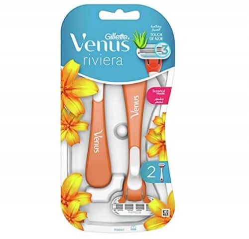 Gillette ماكينة حلاقة نسائي للأستعمال مرة واحدة من  جيليت فينوس ريفيرا _ 2 قطعة