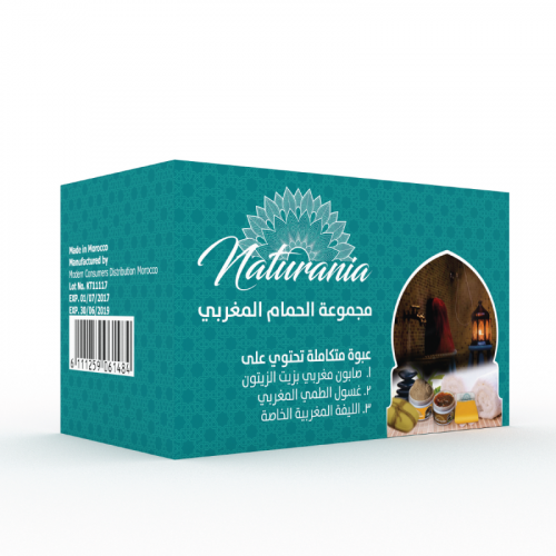 مجموعة ناتورانيا الحمام المغربي (صابون 175جم & غسول 175جم & ليفة)         Naturania