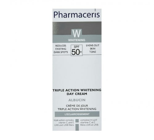 Pharmaceris كريم نهاري لتبييض البشرة ثلاثي المفعول بعامل وقاية من أشعة الشمس 50+  من  فارماسيرز _   30 مل