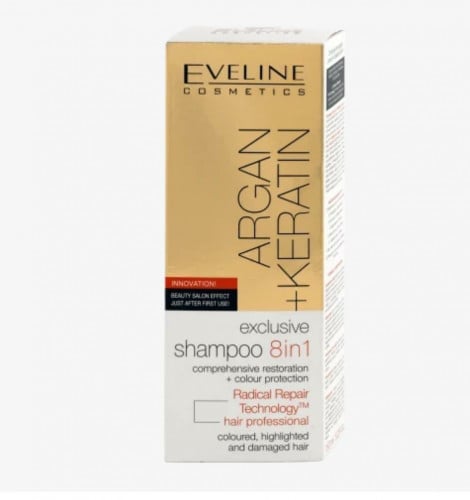 شامبو للشعر المصبوغ أو التالف - الأرغان + الكيراتين إكسيلسيف  8 في 1 من ايفيلن ارجان   _  150 مل.  Eveline