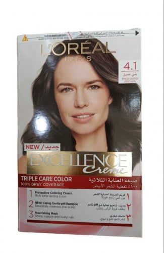 صبغة شعر  لوريال، اكسيلينس  لون بني عميق رقم 4.1 - 1 عبوة Loreal paris